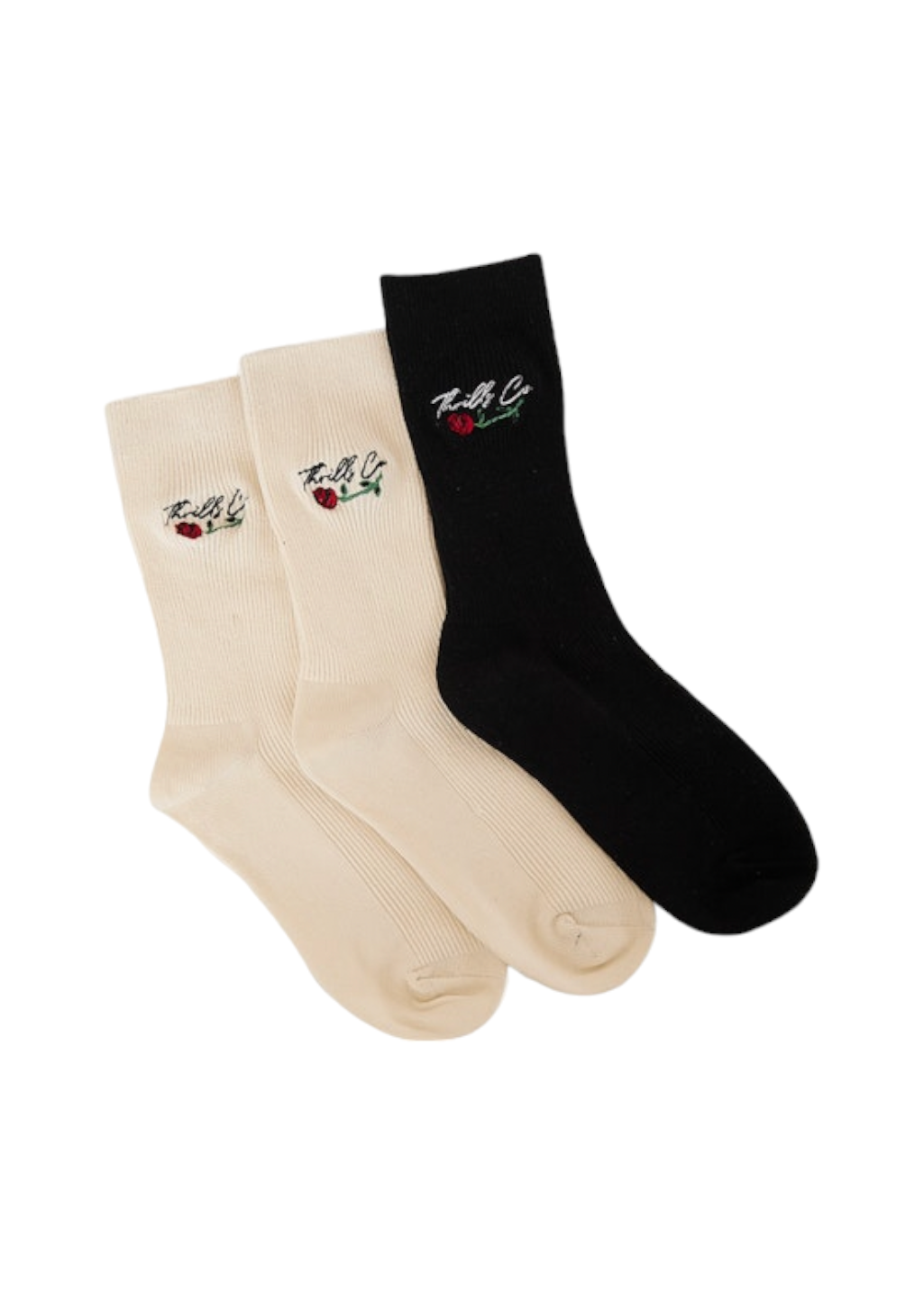 THRILLS - Signature Rose 3 Pack Sock - Heritage White/Heritage White/Black