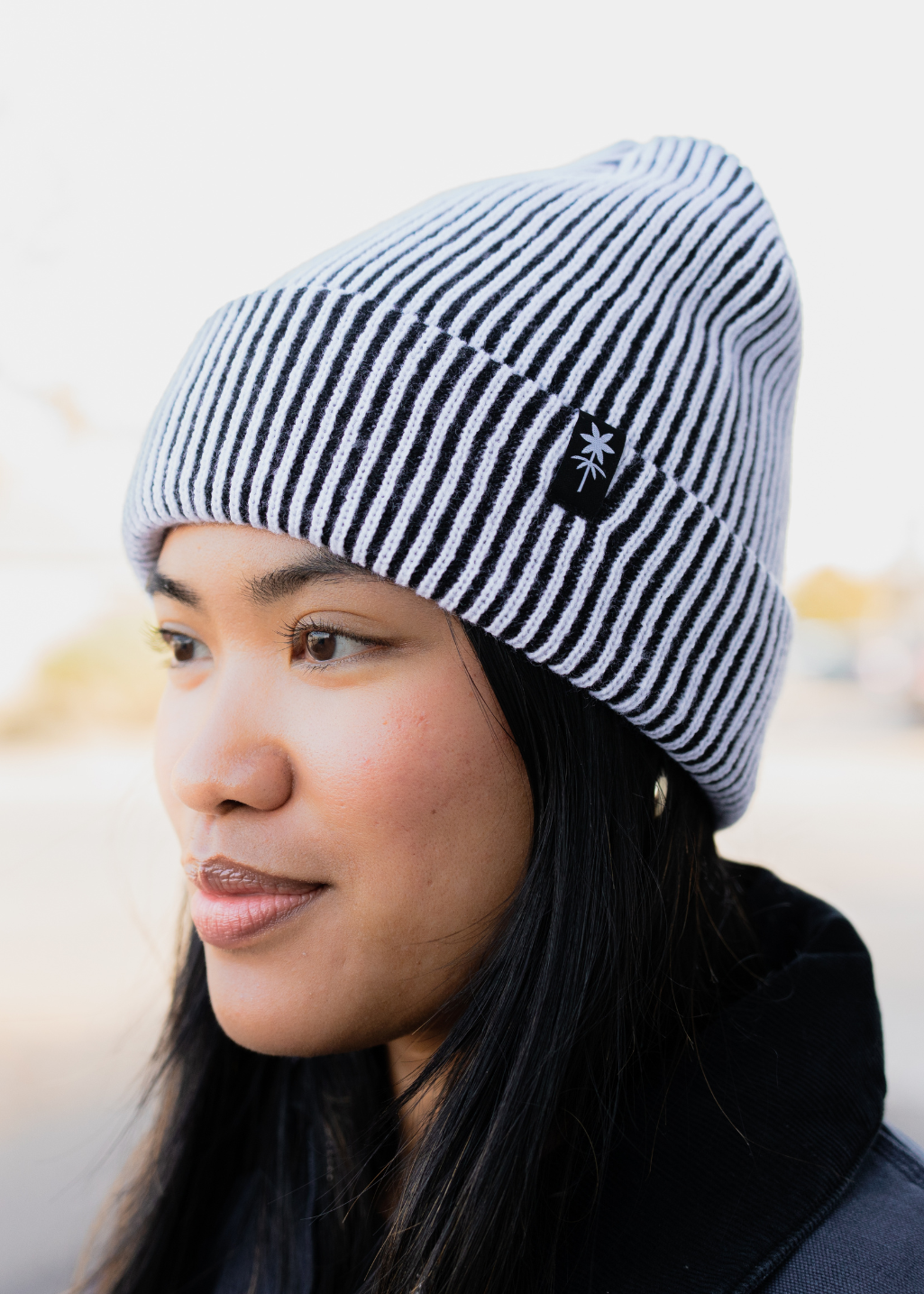 Two-tone Ribbed Lily Toque | Black/White | Adult - Hardpressed Print Studio Inc.
