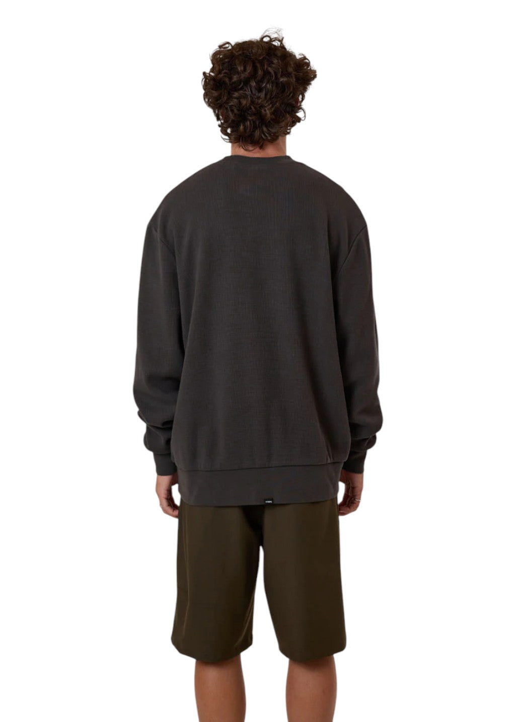 THRILLS - Arts & Industrial Oversize Waffle Crew - Dark Charcoal