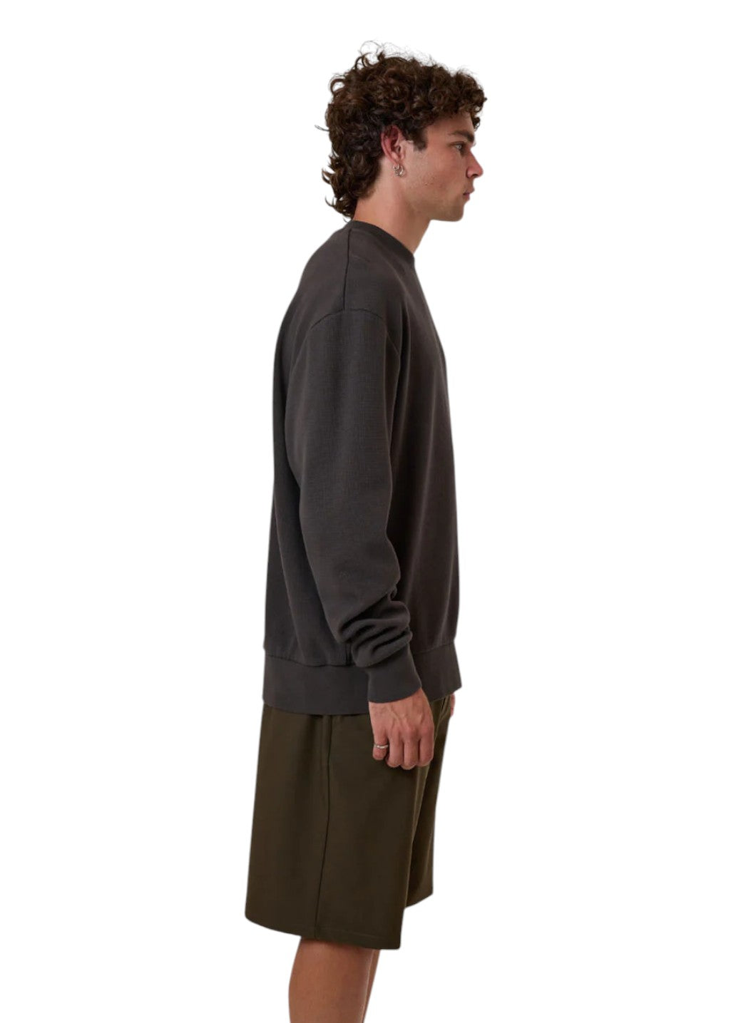 THRILLS - Arts & Industrial Oversize Waffle Crew - Dark Charcoal