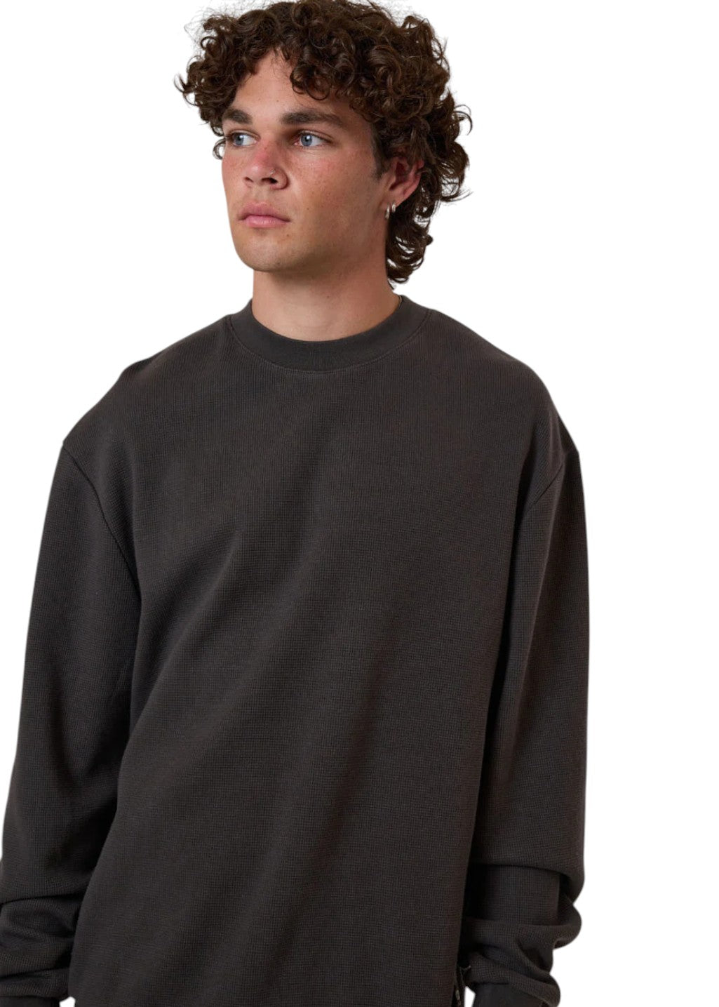 THRILLS - Arts & Industrial Oversize Waffle Crew - Dark Charcoal