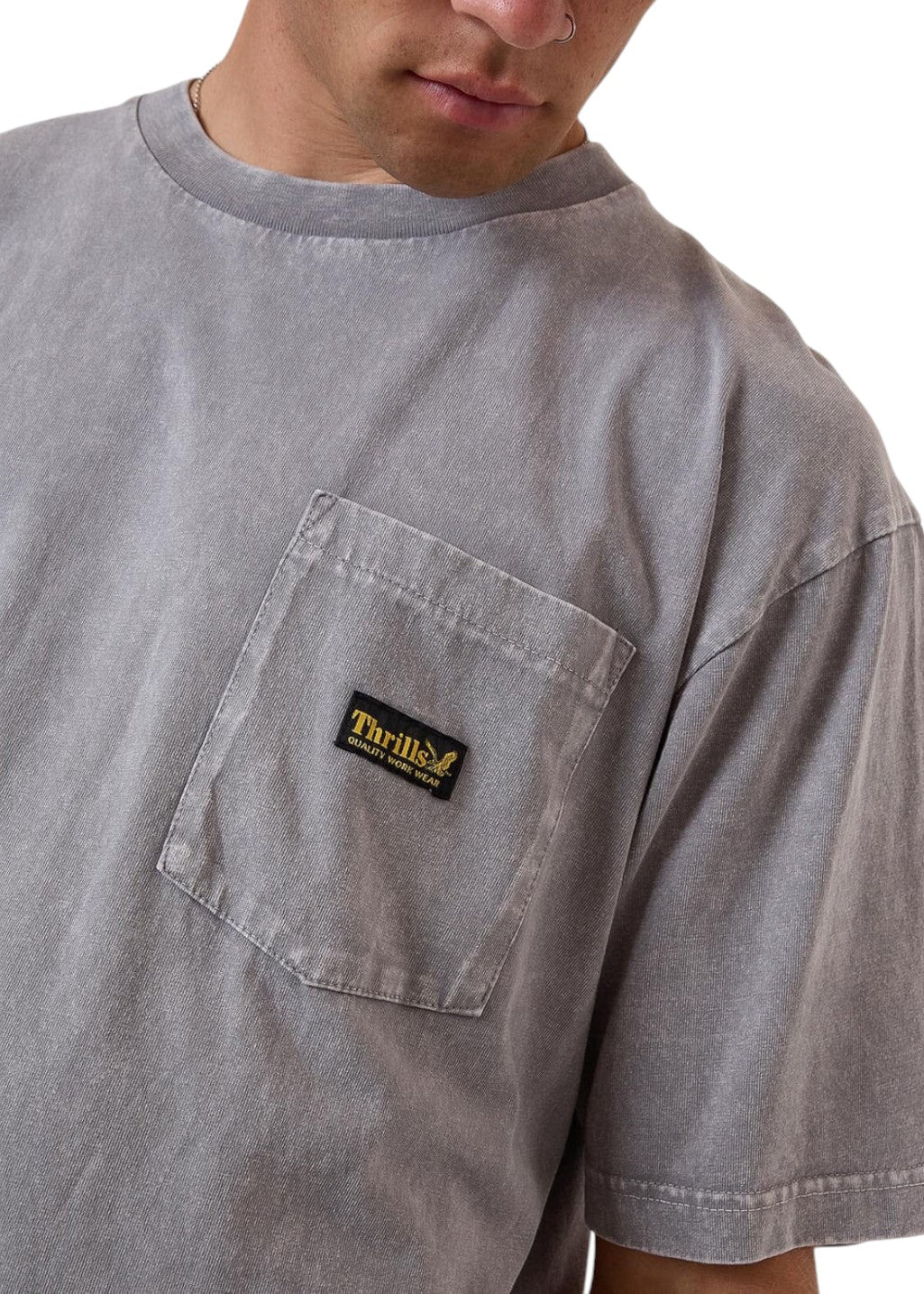 THRILLS - Thrills Union Oversize Pocket Tee - Marble Grey