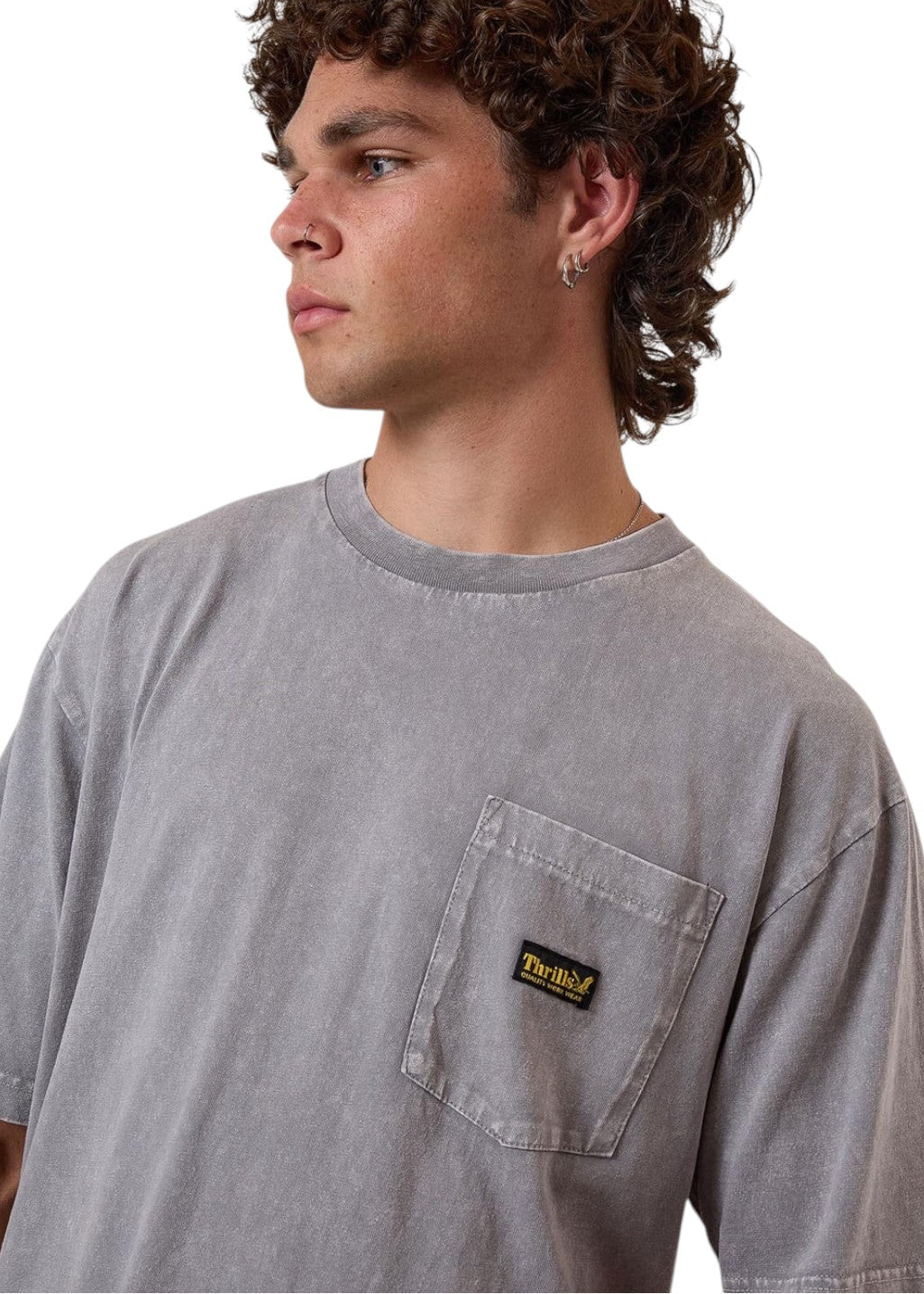THRILLS - Thrills Union Oversize Pocket Tee - Marble Grey