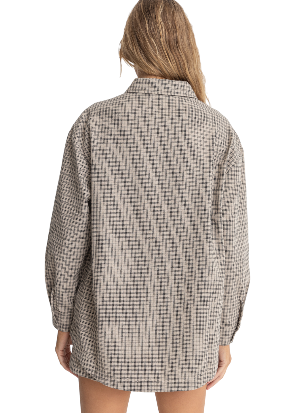 Rhythm - Sandy Check Oversized Shirt - Natural - Hardpressed Print Studio Inc.