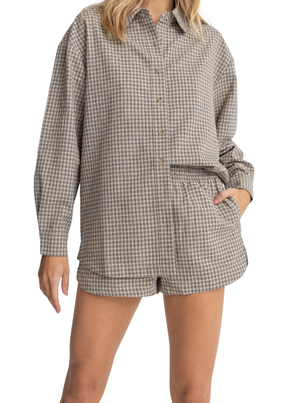 Rhythm - Sandy Check Oversized Shirt - Natural - Hardpressed Print Studio Inc.