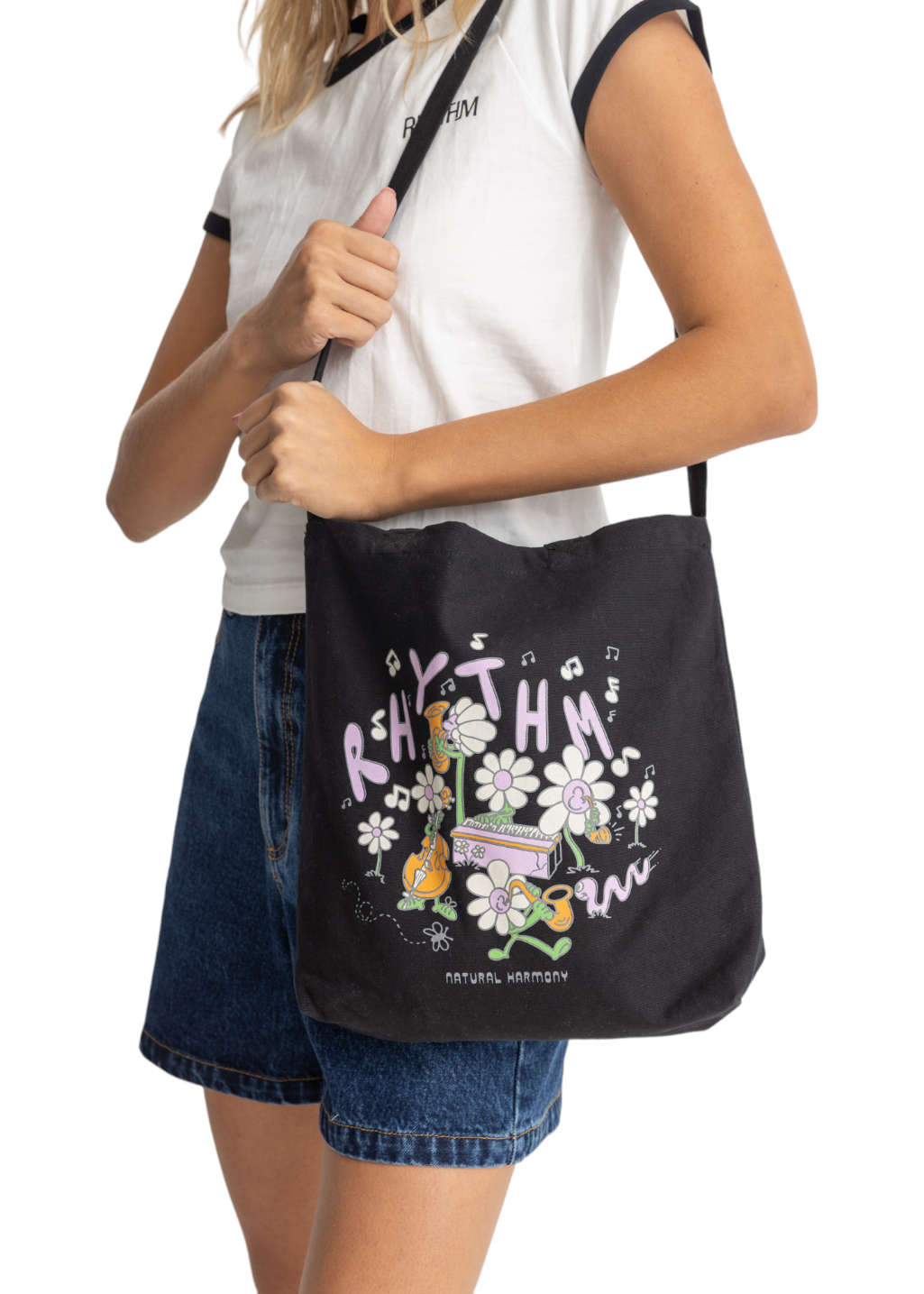 Rhythm - Harmony Record Tote Bag - Black - Hardpressed Print Studio Inc.