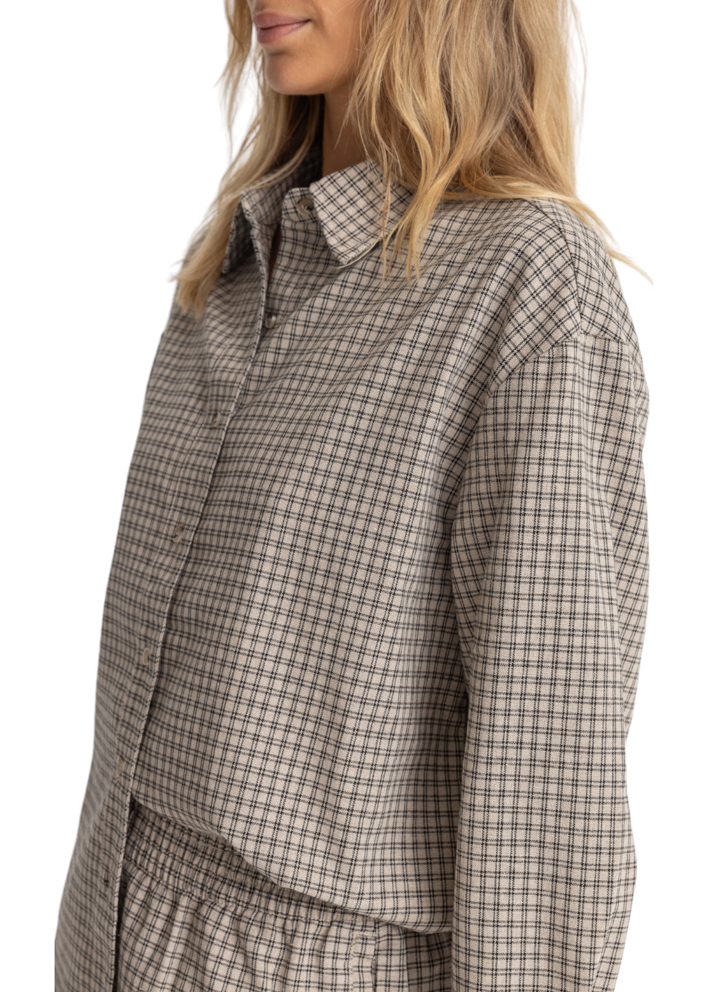 Rhythm - Sandy Check Oversized Shirt - Natural - Hardpressed Print Studio Inc.