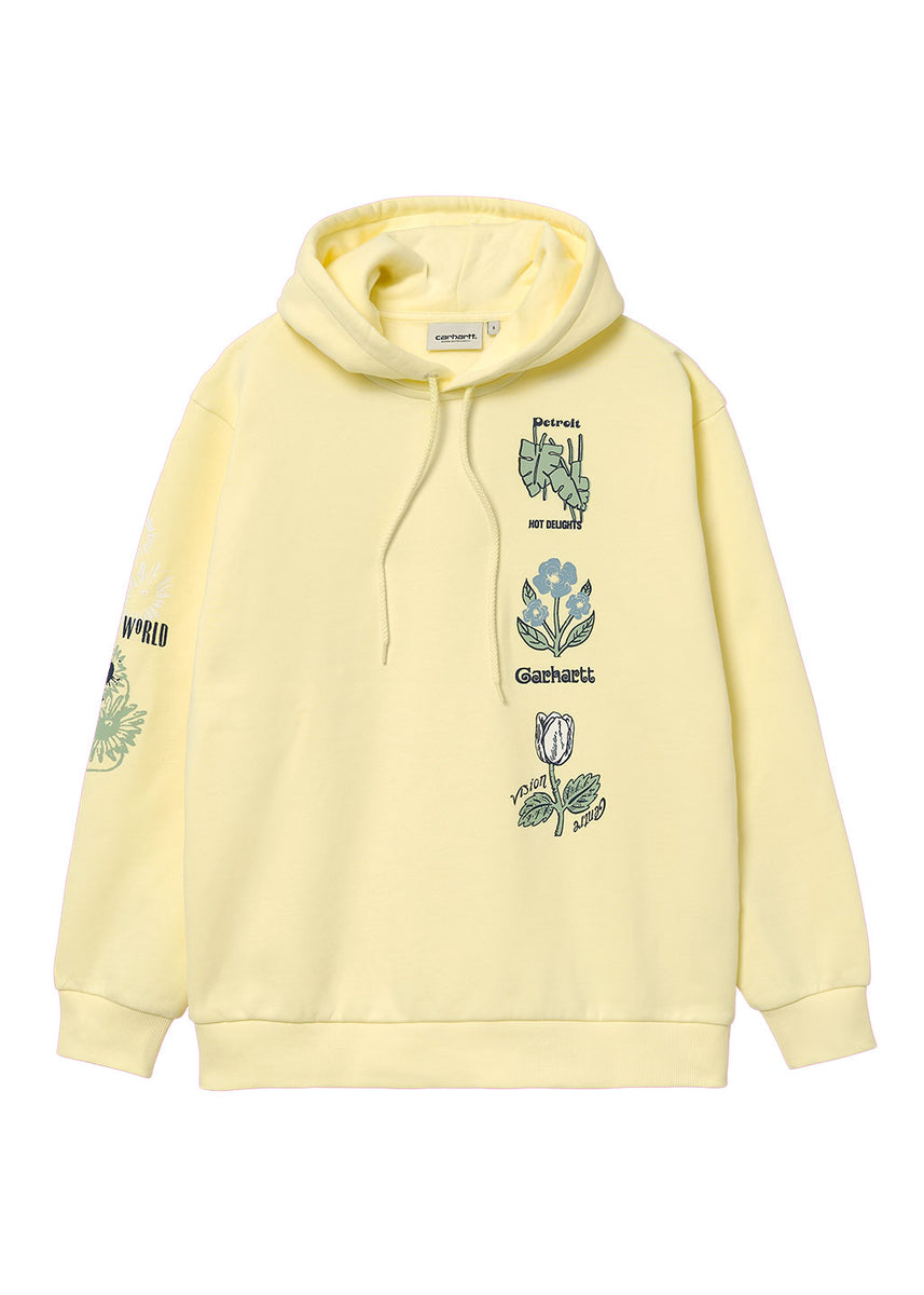 Carhartt WIP W Hooded Verdant Fantasy Sweatshirt Soft Yellow Hardpressed Print Studio Inc