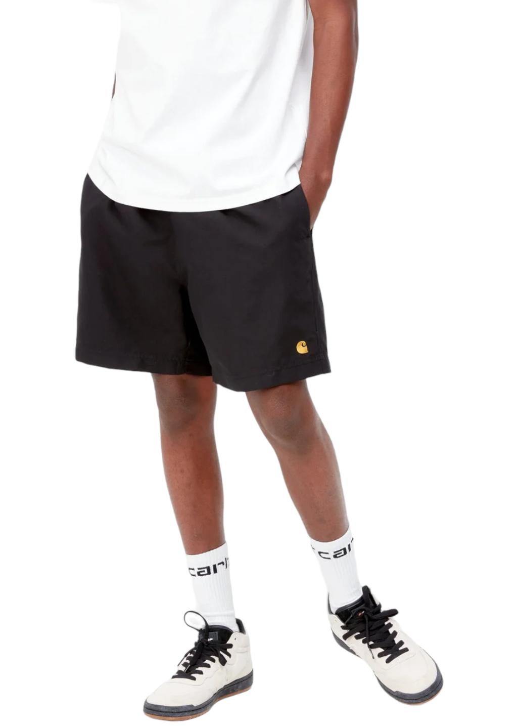 ★2024SS新作★CARHARTT★CHASE SWIM TRUNKS Carhartt WIP - Chase Swim Trunks - Black/Gold | Hardpressed