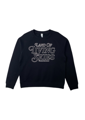 Living Skies Script Crewneck | Midnight | Unisex and Ladies - Hardpressed Print Studio Inc.