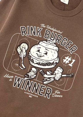 Rink Burger Crewneck | Toasted | Unisex and Ladies - Hardpressed Print Studio Inc.