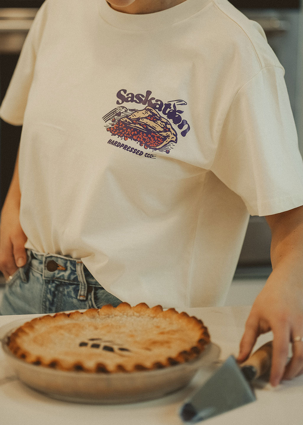 Saskatoon Berry Pie Boxy Tee | Butter | Ladies - Hardpressed Print Studio