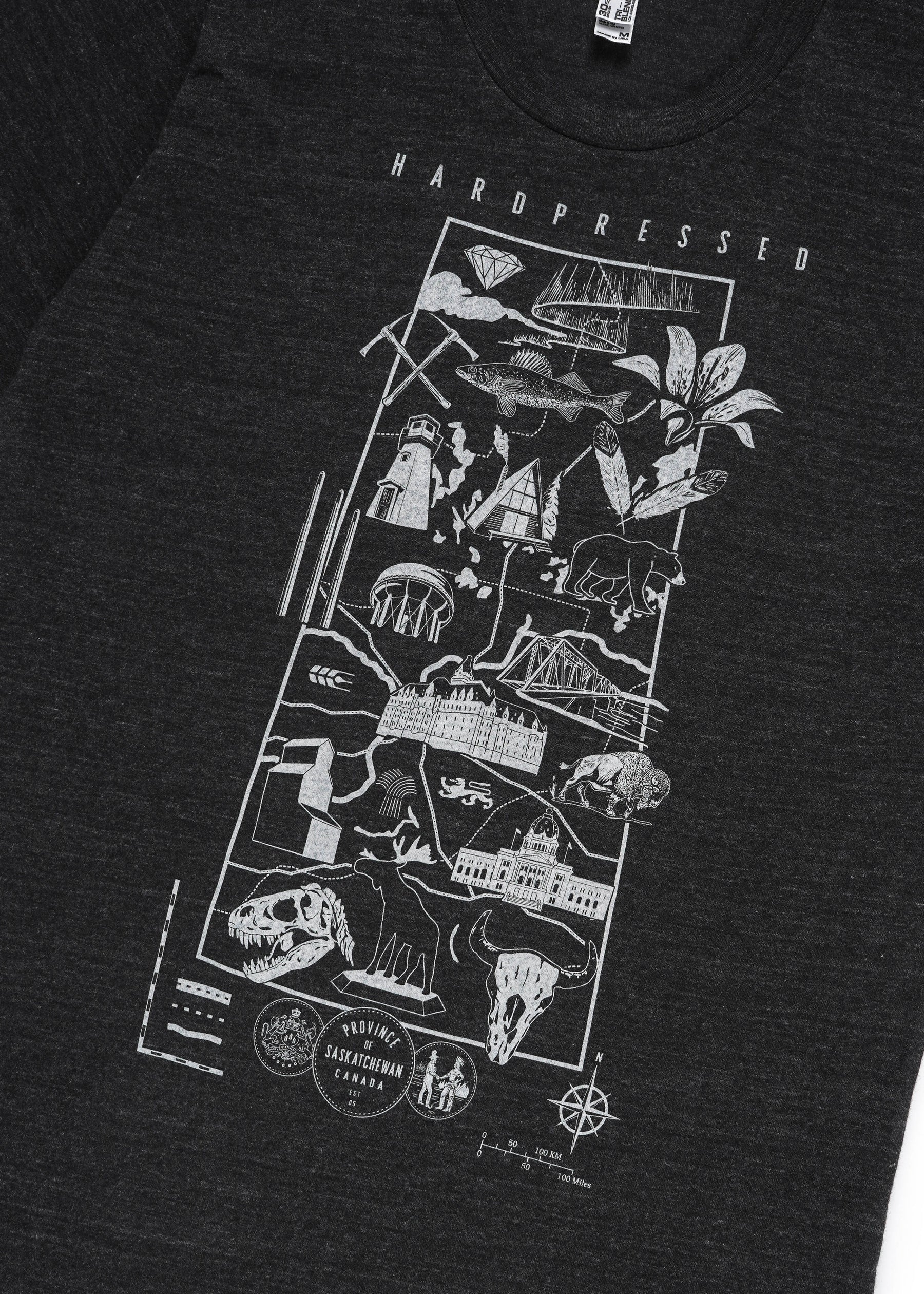 Souvenir Map Tee | Tri-Black | Unisex and Ladies - Hardpressed Print Studio