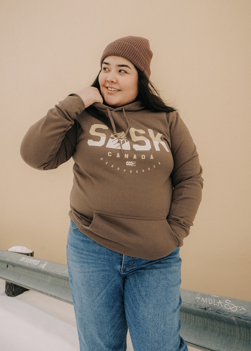 SASK Icon Two Tone Sweater | Coffee Cream | Unisex - Hardpressed Print Studio Inc.