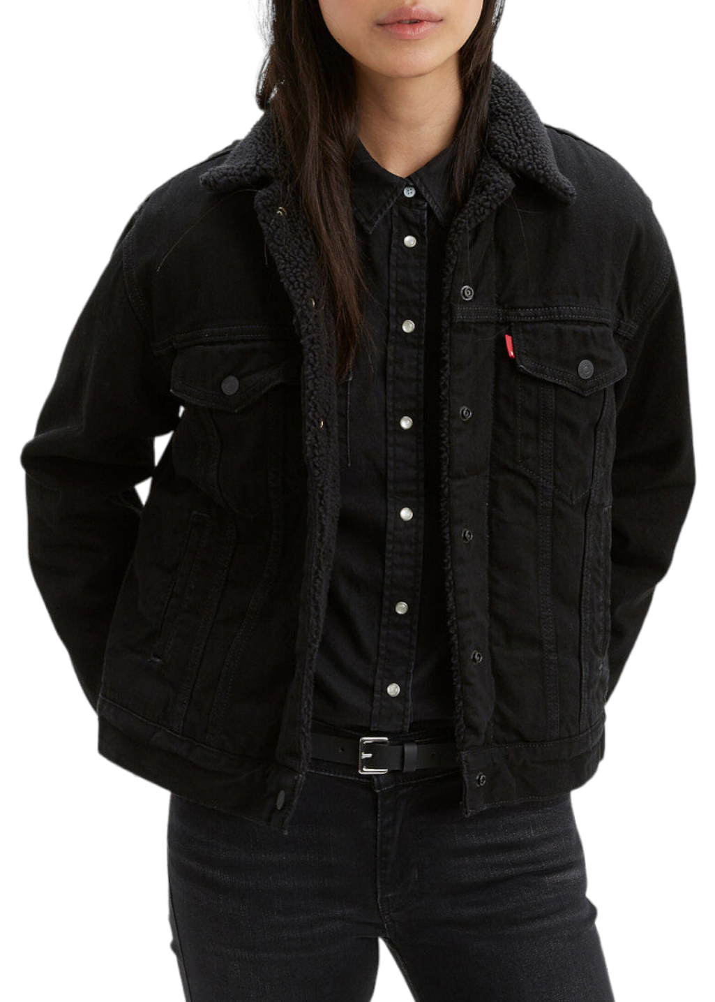 Levi's - Ex-BF Sherpa Trucker - Yes Black - Hardpressed Print Studio Inc.