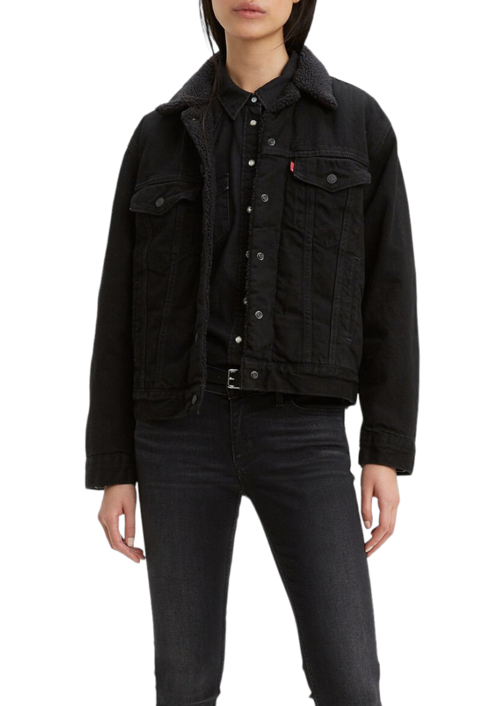 Levi's Ex-BF Sherpa Trucker Yes Black Hardpressed Print