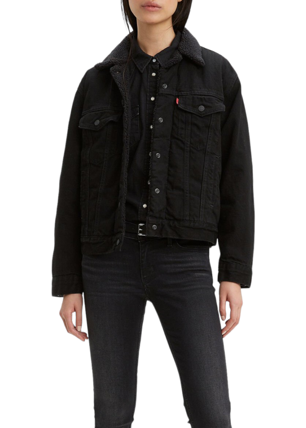 Levi's - Ex-BF Sherpa Trucker - Yes Black - Hardpressed Print Studio Inc.