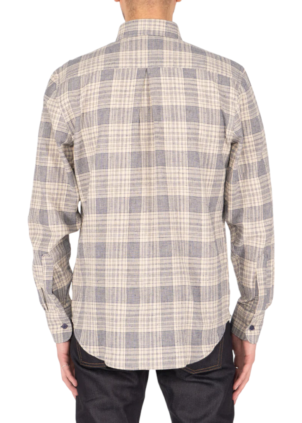 Naked & Famous Denim - Easy Shirt - Linen Cotton Spring Check - Blue - Hardpressed Print Studio Inc.