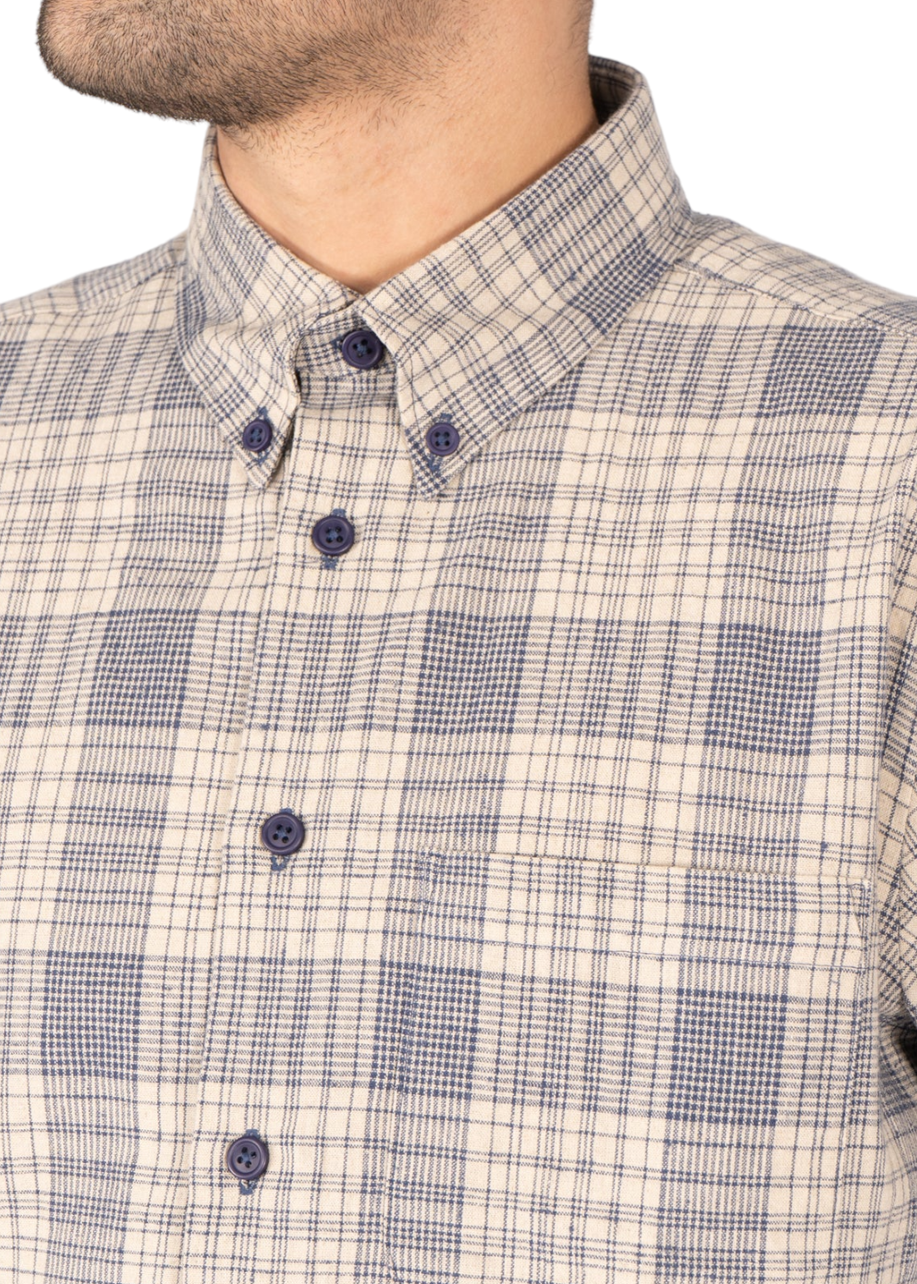 Naked & Famous Denim - Easy Shirt - Linen Cotton Spring Check - Blue - Hardpressed Print Studio Inc.