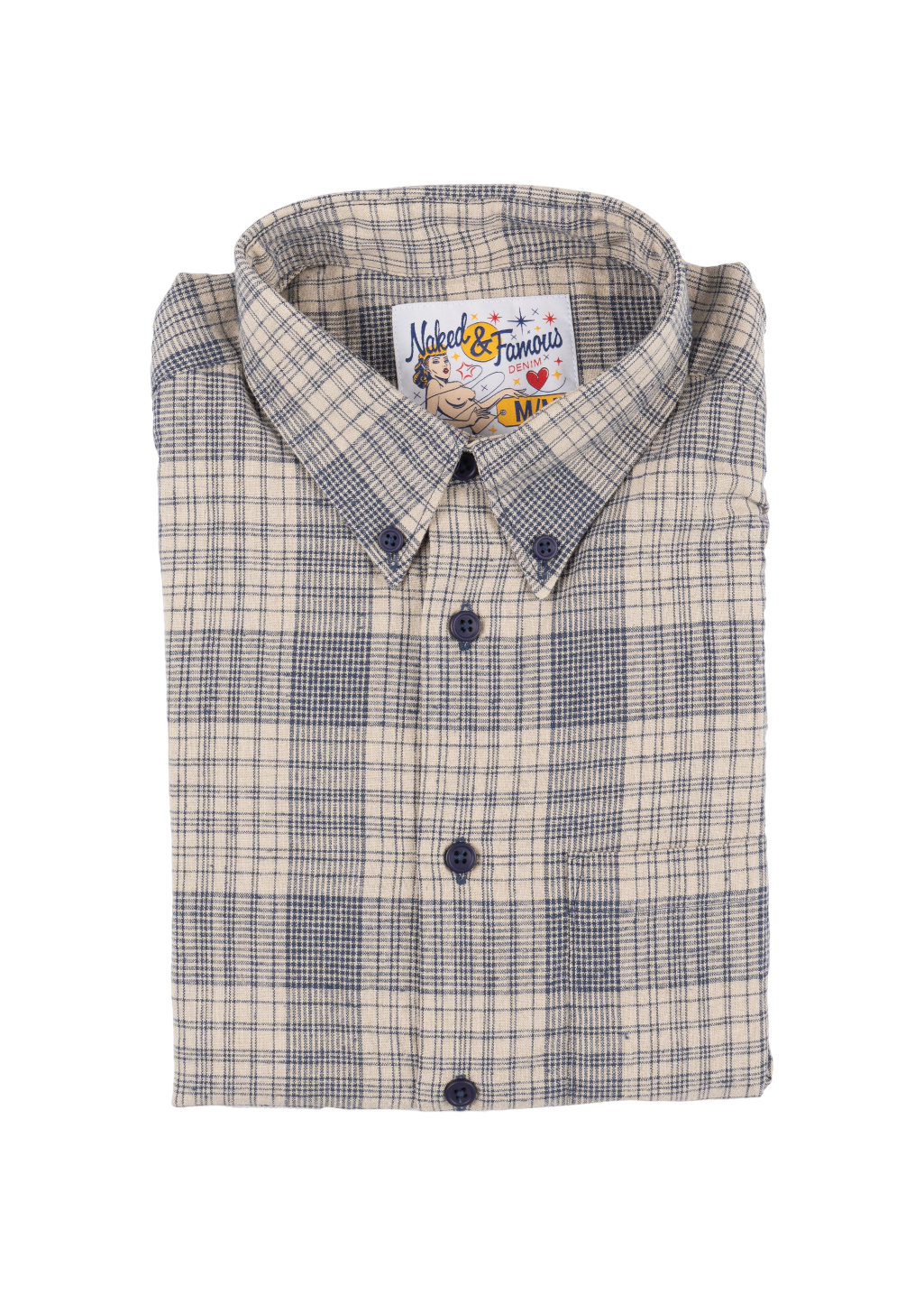 Naked & Famous Denim - Easy Shirt - Linen Cotton Check - Blue - Hardpressed Print Studio Inc.