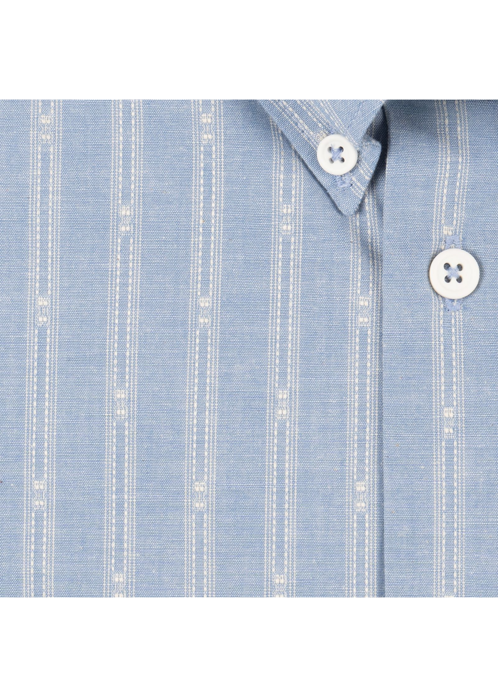 Naked & Famous Denim - Short Sleeve Easy Shirt - Vintage Dobby Stripes - Pale Blue - Hardpressed Print Studio Inc.
