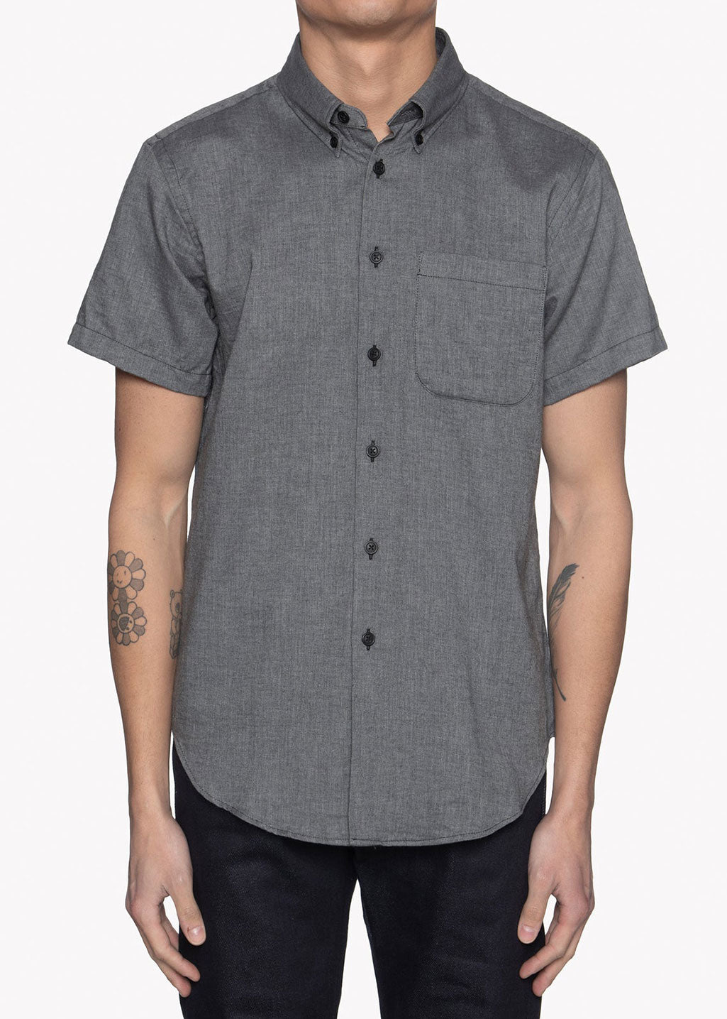 Naked & Famous Denim - Short Sleeve Easy Shirt - Organic Cotton Twill - Black - Hardpressed Print Studio