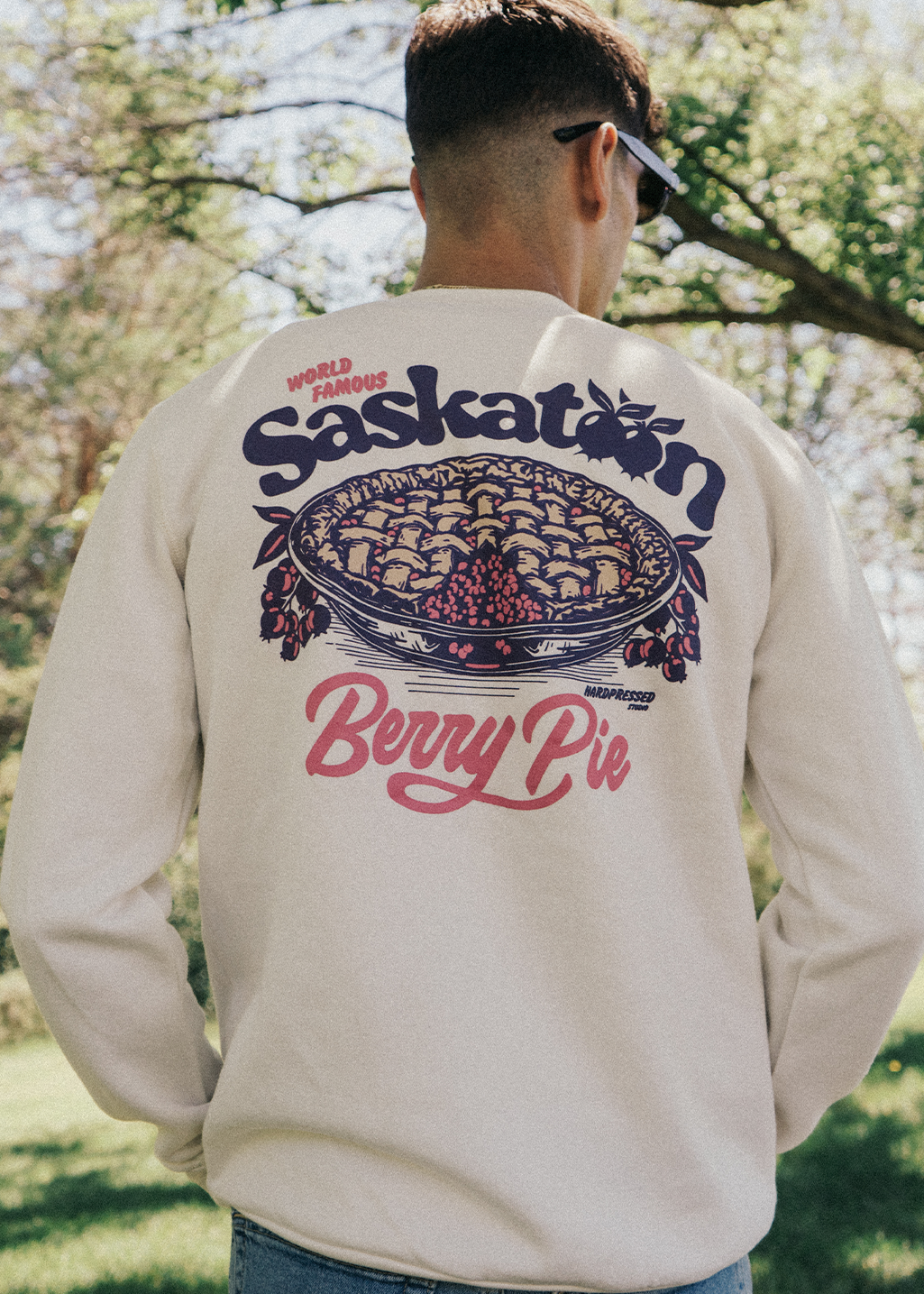 Saskatoon Berry Pie Crewneck | Flour | Unisex - Hardpressed Print Studio Inc.