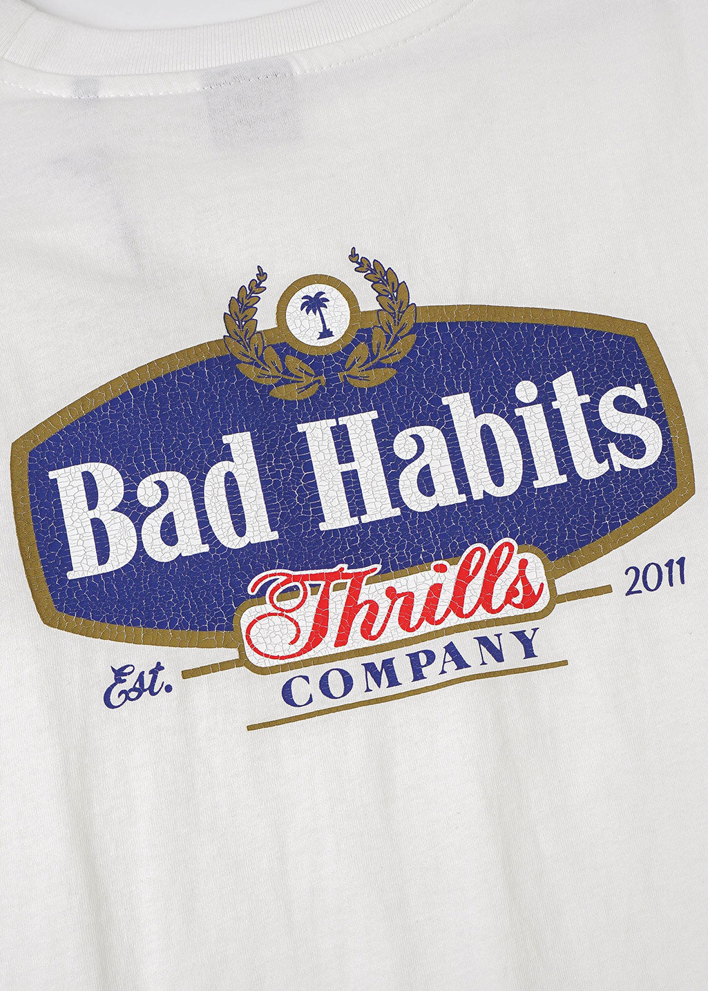 THRILLS - Bad Habits Die Hard Merch Fit L/S - Dirty White - Hardpressed Print Studio