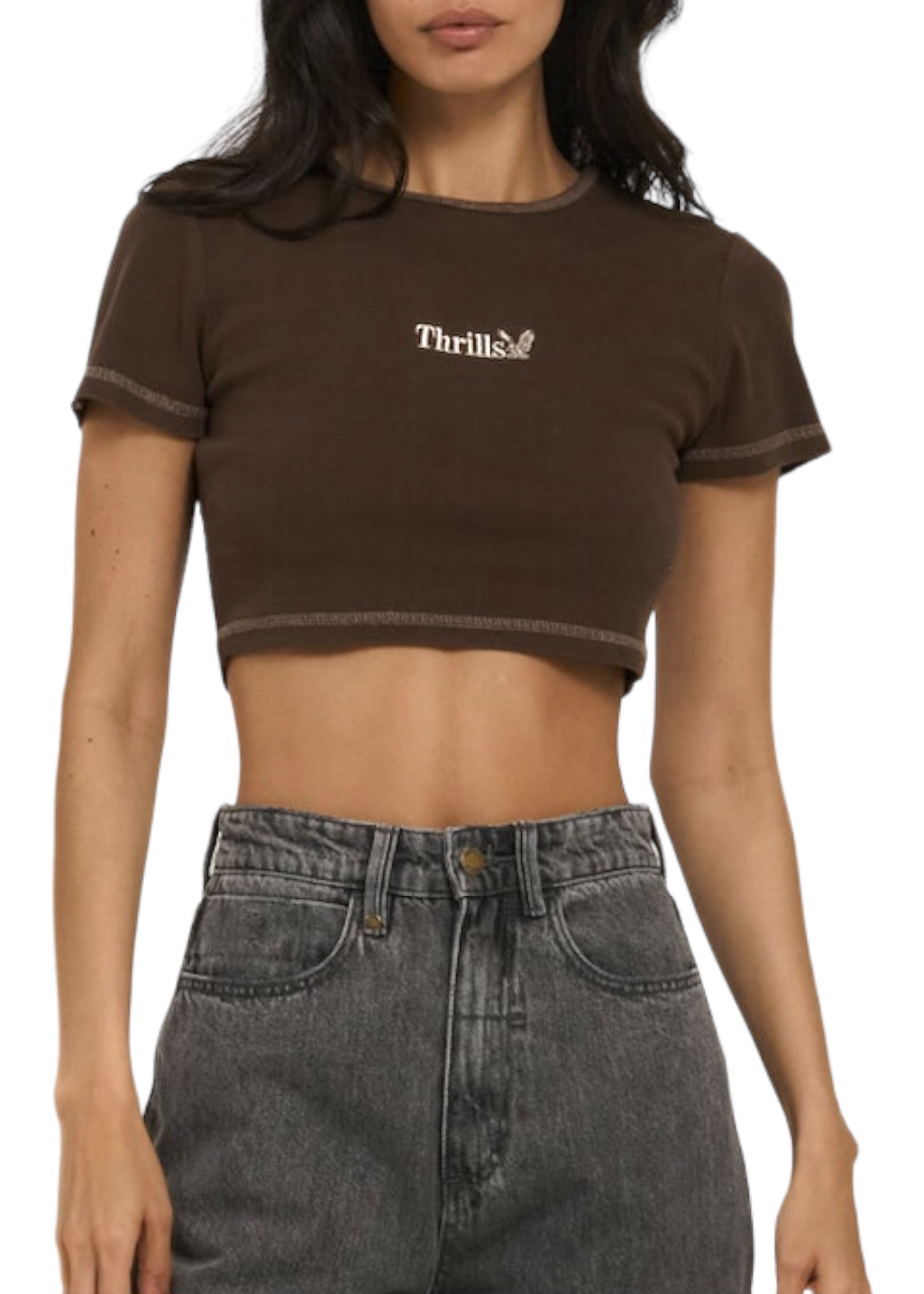 THRILLS - Workwear Embro Crop Baby Tee - Umber - Hardpressed Print Studio Inc.