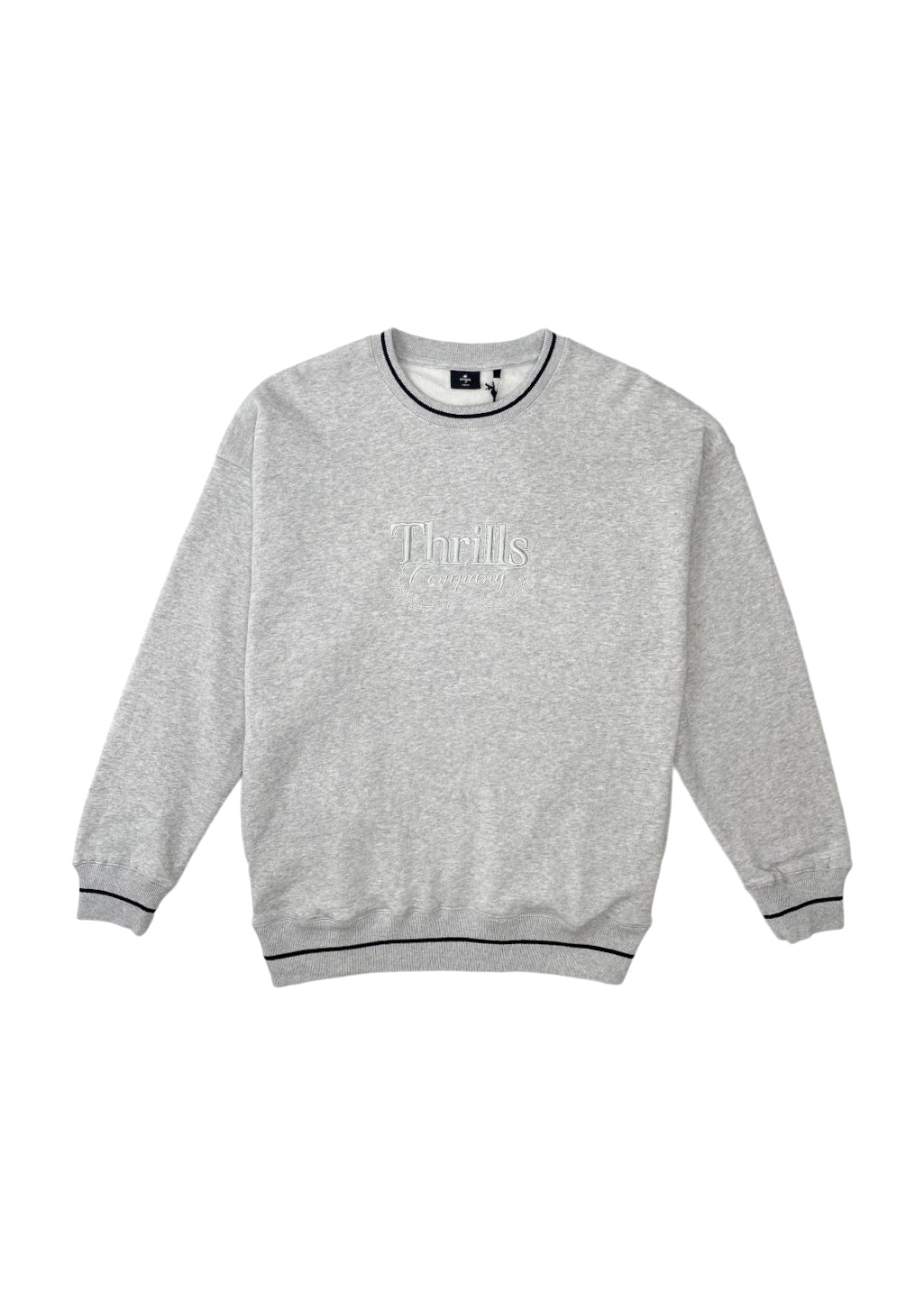 THRILLS - Bad Members Embro Slouch Crew Neck Fleece - Snow Marle - Hardpressed Print Studio Inc.