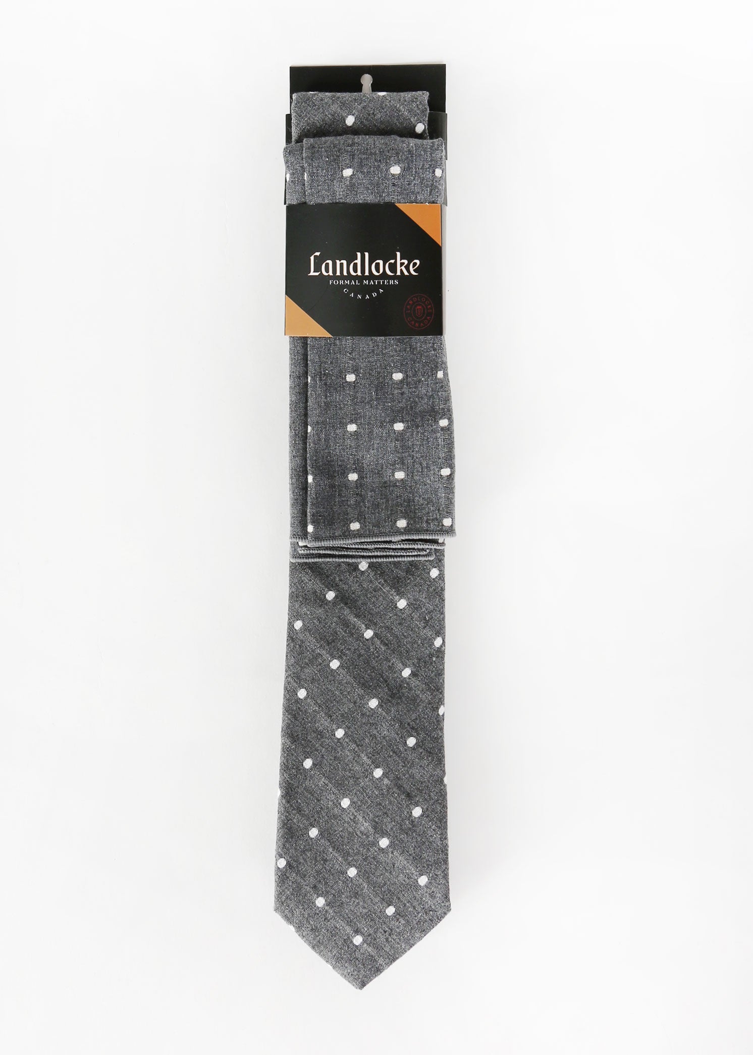 Landlocke - Dobby Dot Tie & Pocket Square - Hardpressed Print Studio
